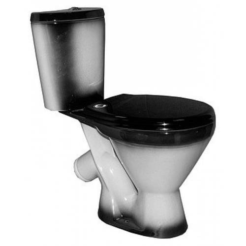 Унитаз-компакт Элегант (косой выпуск, антивсплеск, нижний подв., черный декор (Киров) ROSA (ЖЦ)