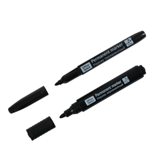 Маркер перманентный Office Space 352144 черный 1-3 мм, 2 шт.