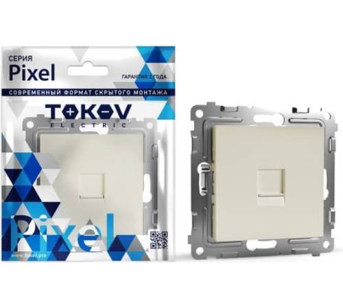 Розетка компьютерная 1-м СП PixelRJ45 кат.5E механизм беж. TOKOV ELECTRIC TKE-PX-RC1-C02