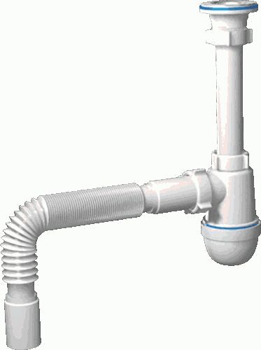 Сифон АНИ C1010  1 1/4"x40, с гибкой трубой 40*50 пластик(длин болт)