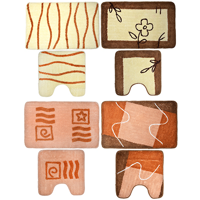 VETTA Набор ковриков 2шт для ванной и туалета, акрил, 50x80см + 50x50см, бежевый 4 дизайна