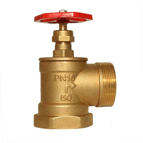 Клапан латунный пожарный угловой 90гр. DN 50 PN 16 м-шт Цветлит