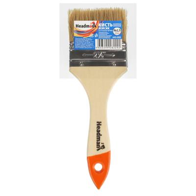 HEADMAN Кисть малярная плоская "Basic" нат. щетина 2,5" (63мм)