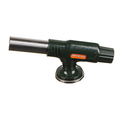 Газовая горелка с пьезорозжигом, цанговый захват, широкое cопло; 16х4,5х6,4см