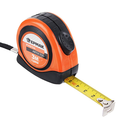 Рулетка 3м (16мм), "Автостоп", двукомп. корпус ЕРМАК 