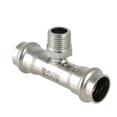 Тройник 22 х1/2" нар.рез. нерж. сталь VALTEC 
