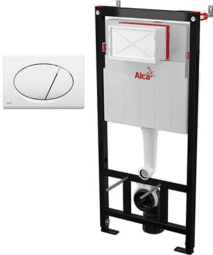 Система инстал. подвес. унитаза с мет.рамой Sadromodul AM101/1120 3 в 1 кнопка M70 белая ALCAPLA