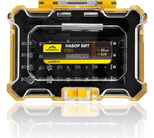 Набор бит 25 предметов с адаптером vertextools 0033-25
