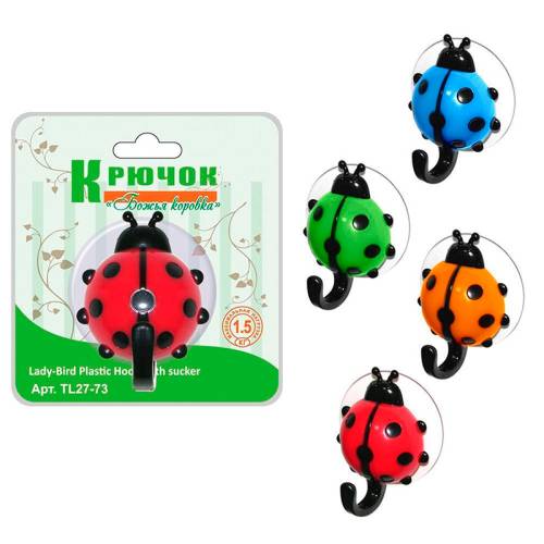 Крючок на присоске "Божья коровка" 27.73, 4 цвета , без выбора цвета