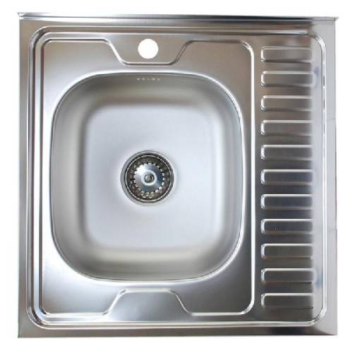 Мойка накладная 600*600*160 L 0.6мм Б/В, SINKLIGHT левая, квадратн. глянец, нержавейка