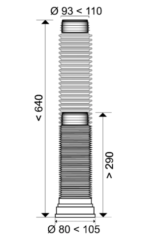 Слив для унитаза Equation 290-640 мм, гофриров., армированный