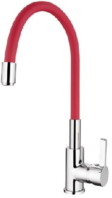 LEDEME L4898-1 Смеситель для кухни, гибкий излив, красный 
